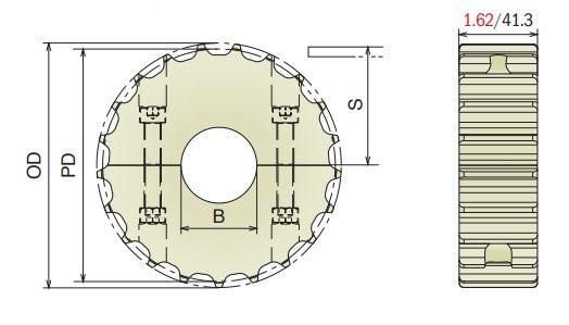 Split Idler Conveyor Sprocket (Machined) Series 815 - 1-1/4" Bore, 23 Teeth - Forces Inc