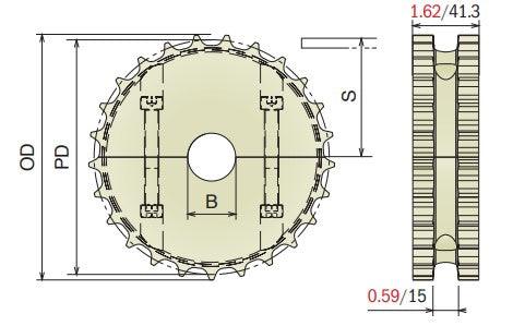 Split Idler Conveyor Sprocket (Machined) Series 820 - 1-1/2" Bore, 17 Teeth - Forces Inc