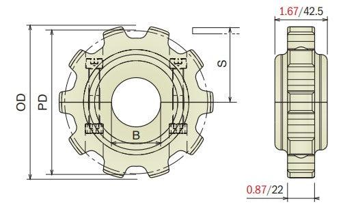 Split Idler Conveyor Sprocket (Machined) Series 882 (Bevel/TAB) - 1-1/2" Bore, 10 Teeth - Forces Inc