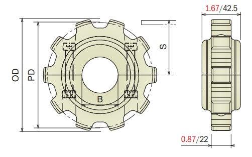 Split Idler Conveyor Sprocket (Machined) Series 882 (Bevel/TAB) - 1-7/16" Bore, 11 Teeth - Forces Inc