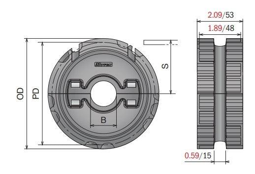 Split Idler Conveyor Sprocket (Molded) Series 820 - 1-1/2" Bore, 21 Teeth - Forces Inc