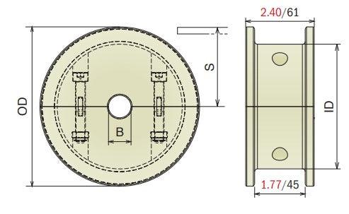 Split Idler Conveyor Wheel (Machined) Series 815/820 - 1-1/2" Bore, 17 Teeth Equivalent - Forces Inc