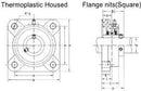 Thermoplastic 4-Bolt Flange 1-1/4" Shaft Stainless with Set Screws | FPL207-SSUC207 - Forces Inc
