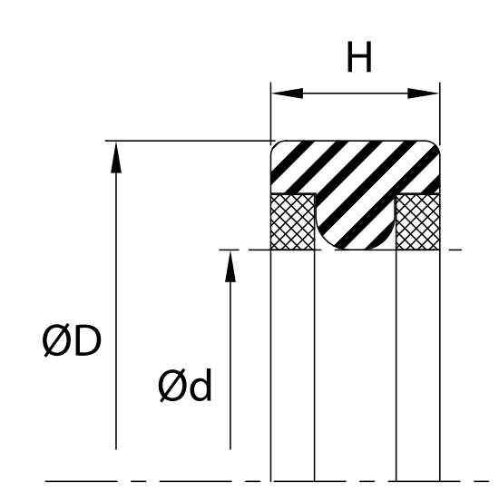 TR-004 | Rod T-Seal (TR) 0.375" x 0.625" x 0.185" - Nylon/Nitrile - Forces Inc